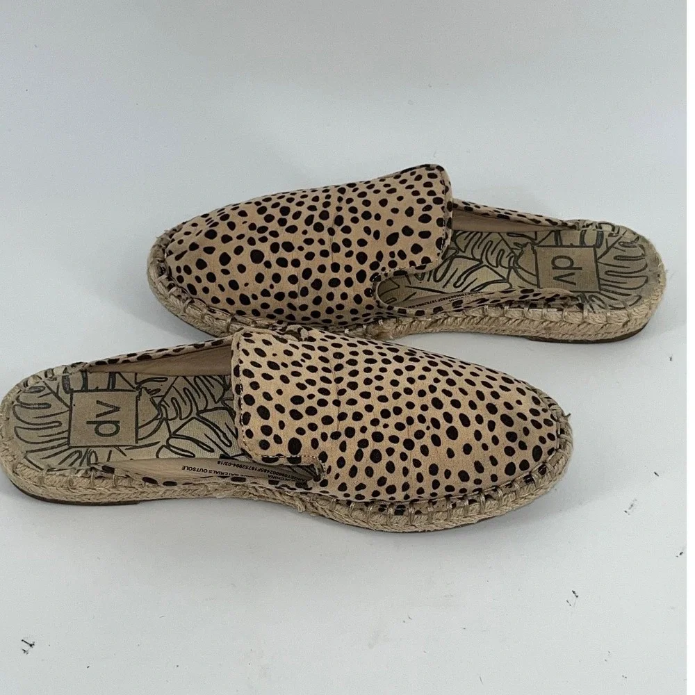 DV Dolce Vita Leopard Print Espadrille Mules Slip‎ On Flats Women Size 8